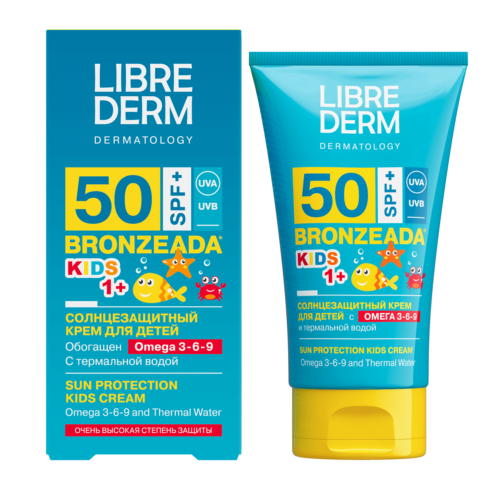 Либридерм BRONZEADA Солнцезащитный крем для детей SPF50+ с Омега 3-6-9 ...